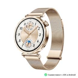 Часовник Huawei Watch GT5 Jana-B19M, 1.32', Amoled 466x466 PPI 352, , BT5.2 BLE/BR/EDR, 5ATM, 524mAh, Screenshot sharing, support message input, message notifications, Battery life up to 7 days, Compatible with iOS and Android devices, Gold Milanese