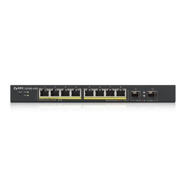 Комутатор ZyXEL GS1900-10HP v2, 8-port GbE L2 PoE Smart Switch + 2 SFP slots, 802.3at, desktop, fanless, 70 Watt