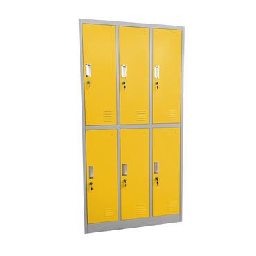 Метален гардероб с 6 отделения 90x45x185 см 3 цвята - жълт, сниман отпред, затворен