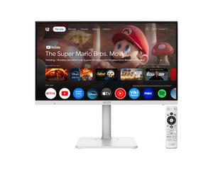 Монитор MSI Modern MD272UPSW, 27', 4ms, IPS, 3840x2160 (UHD), 16:9, Flat, Smart Google TV, Remote Control, HDR Ready, 300 nits, 1000:1, DP(1.4a), HDMI2.0b, TypeC DP alt. w/PD (65W), 2xUSB (2.0), LAN, WiFi 5, BT 5, Dolby Audio 2x3W, Pivot, Heigh Adj., Whit