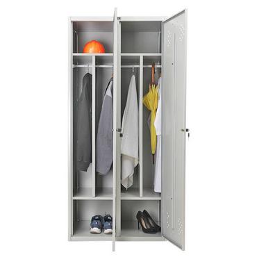 Метален гардероб PMT с 8 отделения 183х81.3х50 см - сниман отпред, отворен, пълен с екипировка