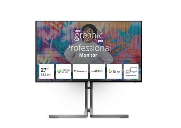 Монитор AOC U27U3CV, 27' Nano IPS WLED, 3840x2160@60Hz, 4ms GtG, 400cd m/2, 1300:1, 50M:1 DCR, Adaptive Sync, FlickerFree, Low Blue Light, 3Wx2, Tilt, Height Adjust, Pivot, Swivel, 2xHDMI, DP, USB hub