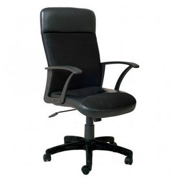 Директорски стол LARGO- снимка отпред, черна еко кожа и меш