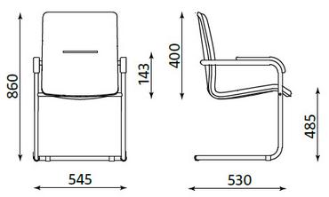 Посетителски стол РУМБА- схема, размер