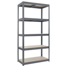 Метален стелаж 180х90х45см - сив, МДФ рафтове, 350 кг товароносимост