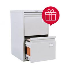 Метална картотека  PMT с 2 чекмеджета - в промо пакет с 10 броя папки за картотека