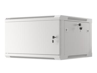 Комуникационен шкаф Lanberg rack cabinet 19' wall-mount 6U/600x600 for self-assembly with metal door grey (flat pack)