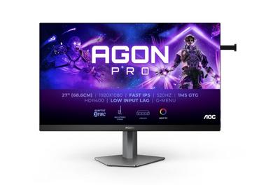 Монитор AOC AG276FK, 27' Fast IPS WLED, 1920x1080@520Hz, 0.5ms GtG, 0.3ms MPRT, 400cd m/2, 1000:1, 80M:1 DCR, Adaptive Sync, FlickerFree, Low Blue Light, 5Wx 2, Tilt, Height Adjust, Pivot, Swivel, 2xHDMI, 2xDP, USB hub
