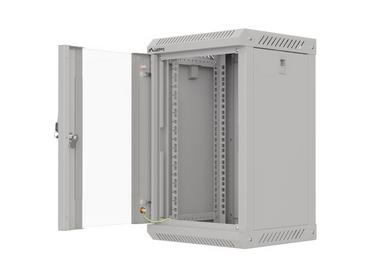 Комуникационен шкаф Lanberg rack cabinet 10' wall-mount 9U/300x300 (flat pack) with glass door grey