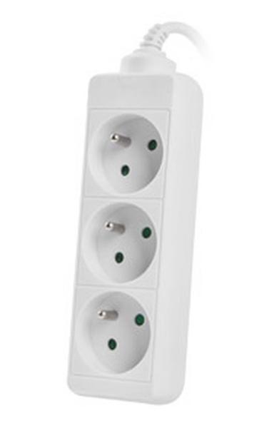 Разклонител Lanberg power strip 1.5m, 3 sockets, french quality-grade copper cable, white