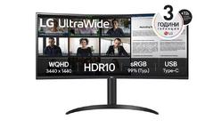 Монитор LG 34WR55QK-B 34' UltraWide AG , Curved 21:9 VA Panel, 5ms, 3000:1, 300 cd/m2, WQHD 3440x1440, HDR10, sRGB 99% , USB type-C 65W , 100Hz, HDMI, DisplayPort, PBP, Height Adjustable, Tilt, Reader Mode, Headphone Out, Black