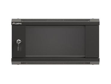 Комуникационен шкаф Lanberg rack cabinet 19' wall-mount 4U/540x350 (flat pack) with glass door black