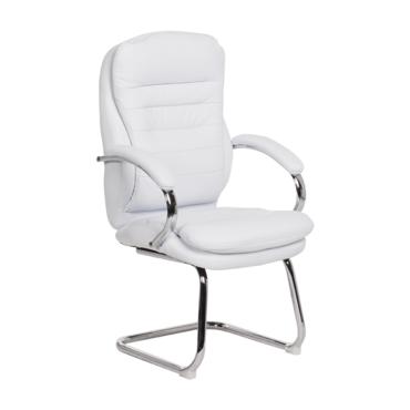 Посетителски стол ЛАЗАРИНА- бяла еко кожа