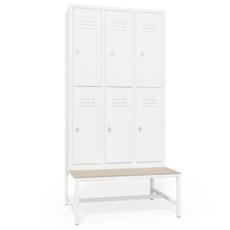 Метален гардероб с пейка BTL CR с 6 отделения 200х98х77 см - сниман отпред, затворени врати