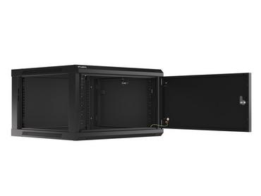 Комуникационен шкаф Lanberg rack cabinet 19' wall-mount 6U/600x600 for self-assembly with metal door black (flat pack)