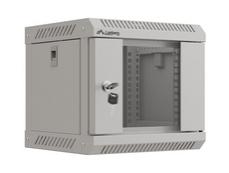 Комуникационен шкаф Lanberg rack cabinet 10' wall-mount 4U/300x300 (flat pack) with glass door grey