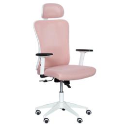 Директорски стол МЕЛИСА- сниман отпред, розов цвят, бяла кръстачка