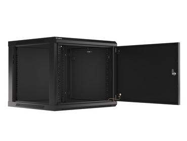 Комуникационен шкаф Lanberg rack cabinet 19' wall-mount 9U/600x600 for self-assembly with metal door black (flat pack)