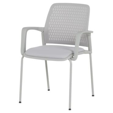 Посетителски стол ЛИМБО-сниман отстрани, сиви подлакътници