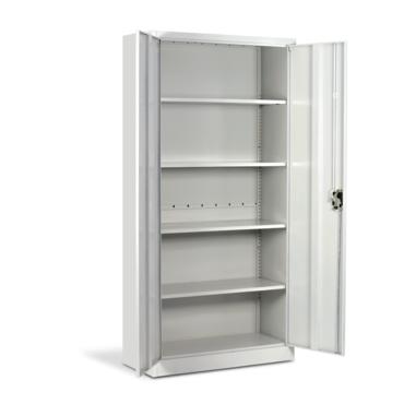 Архивен шкаф BTL L с 5 отделения 185х90х40 см- бял, празен, с двете врати отворени, сниман отпред