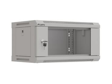 Комуникационен шкаф Lanberg rack cabinet 19' wall-mount 4U/540x350 (flat pack) with glass door grey