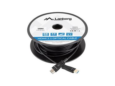 Кабел Lanberg HDMI M/M v2.1 cable 100m optical black aoc