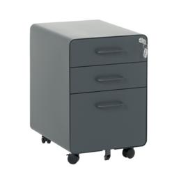 Метален контейнер A BTL с 3 чекмеджета- графит, снимано от ляв ъгъл, със затворени чекмеджета