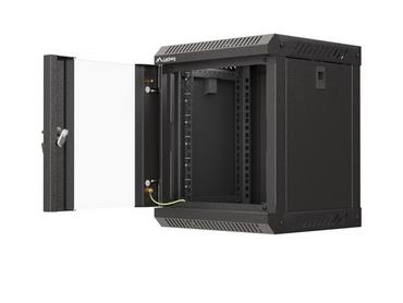Комуникационен шкаф Lanberg rack cabinet 10' wall-mount 6U/300x300 (flat pack) with glass door black