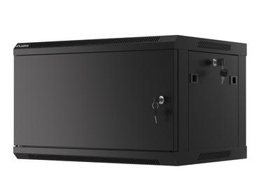 Комуникационен шкаф Lanberg rack cabinet 19' wall-mount 6U/600x450 for self-assembly with metal door black (flat pack)