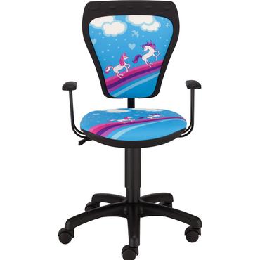 Детски стол Pony- с понита, син цвят, черна база