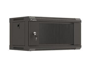 Комуникационен шкаф Lanberg rack cabinet 19' wall-mount 4U/540x350 (flat pack) with glass door black