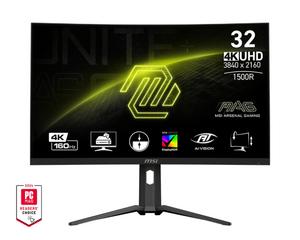 Монитор MSI MAG 321CUP, 31.5', VA, 160Hz, 1ms, UHD 3840x2160, Curved, FreeSync Premium, HDR 400, AI VISION, Console Mode, VRR, ALLM, CEC, PIP, PBP, 350 nits, 3000:1, 100M;1, DP (1.4a), 2x HDMI (2.1), 1x Type-C (DP alt. PD 15W), Adj.Stand 130mm, Tilt, VESA