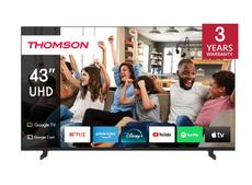 Телевизор Thomson 43' UHD Google TV; 3840 x 2160 (4K UHD), 5000:1, DLED, 60 Hz, Dolby Audio, Google Cast, DVB-T/T2/C/S/S2, HDR10,  Wi-Fi, Bluetooth, LAN, HDMI 2 (2.0) + 2 (2.1), USB 2 (2.0) + 1 (3.0), AV IN, Side Feet, Black