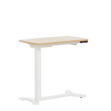 Работна маса на колелца- бяла основа, плот-бук