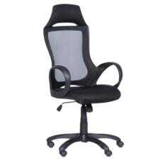 Директорски стол ДЕНИС- снимка отстрани, черен цвят, дамаска, меш