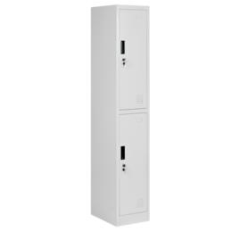 Метален гардероб BTL К с 2 отделения 185х30х45 см - сниман под ъгъл, сив, затворени врати