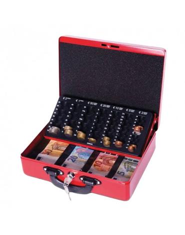 Метална кутия с евро монетник 300х245х93 мм- отворена, пълна