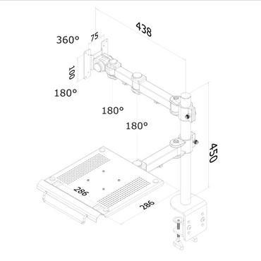 Стойка NewStar Flat Screen & Notebook Desk Mount (clamp)