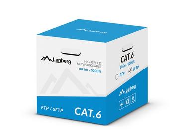 Кабел Lanberg LAN cable CAT.6 sftp 305m solid cu grey cpr + fluke passed