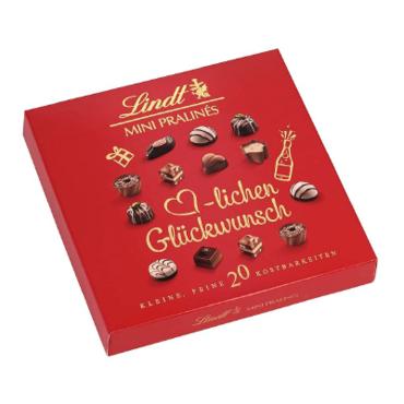 Мини пралини Lindt 20 броя червена кутия