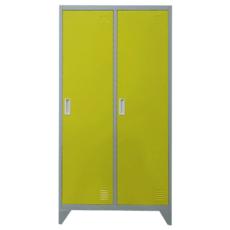 Метален гардероб BTL с 2 отделения 80x40x140 - жълт цвят, сниман отпред, затворени врати