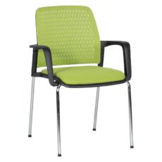 Посетителски стол КАВО-снимка отпред, зелен цвят дамаска