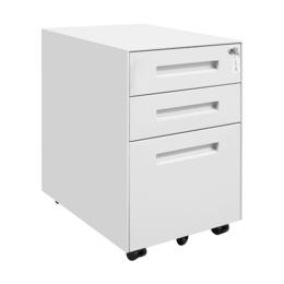 Метален контейнер Z BTL с 3 чекмеджета - сниман отстрани, затворени врати, бял