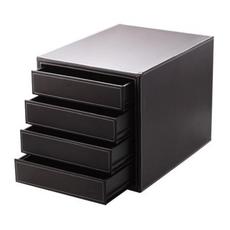 Бокс с 4 чекмеджета черен кожа