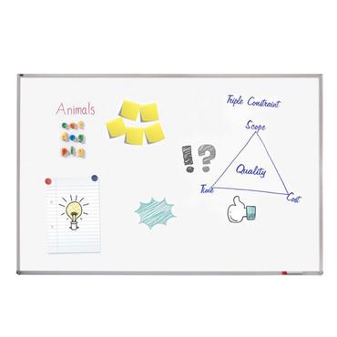 Бяла магнитна дъска с алуминиева рамка 60х90 см - снимка на дъската отпред, с рисунки върху нея