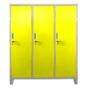 Метален гардероб детски BTL JZ с 3 отделения 150x120x40 см- затворен, жълт