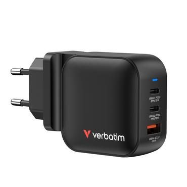 Зарядно устройство Verbatim Mini GaN Charger 70W 3 Port US plug with EU and UK adaptors