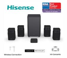 Аудио система Hisense HT Saturn, 4.1.2Ch Sound Bar with Wireless Subwoofer, 720W, Dolby Atmos, Tuned by Devialet , DTS:X,Quad Satellite Speakers , Black