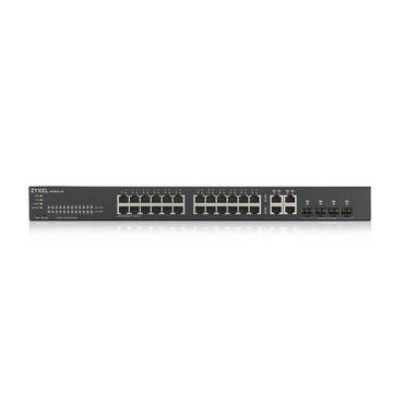 Комутатор ZyXEL GS1920-24v2, 28 Port Smart Managed Switch 24x Gigabit Copper and 4x Gigabit dual pers., hybird mode, standalone or NebulaFlex Cloud