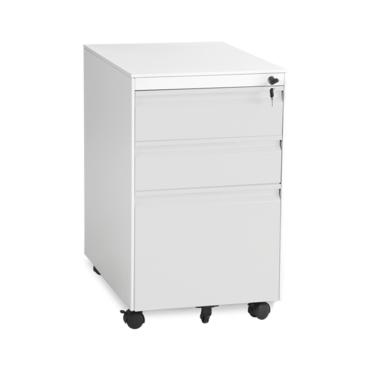 Метален контейнер L BTL с 3 чекмеджета - сив цвят, затворени чекмеджета, снимка отстрани